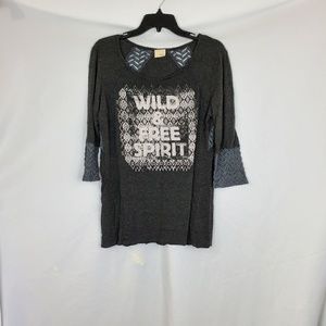 Daytrip 3/4 sleeve gray cut out top xl